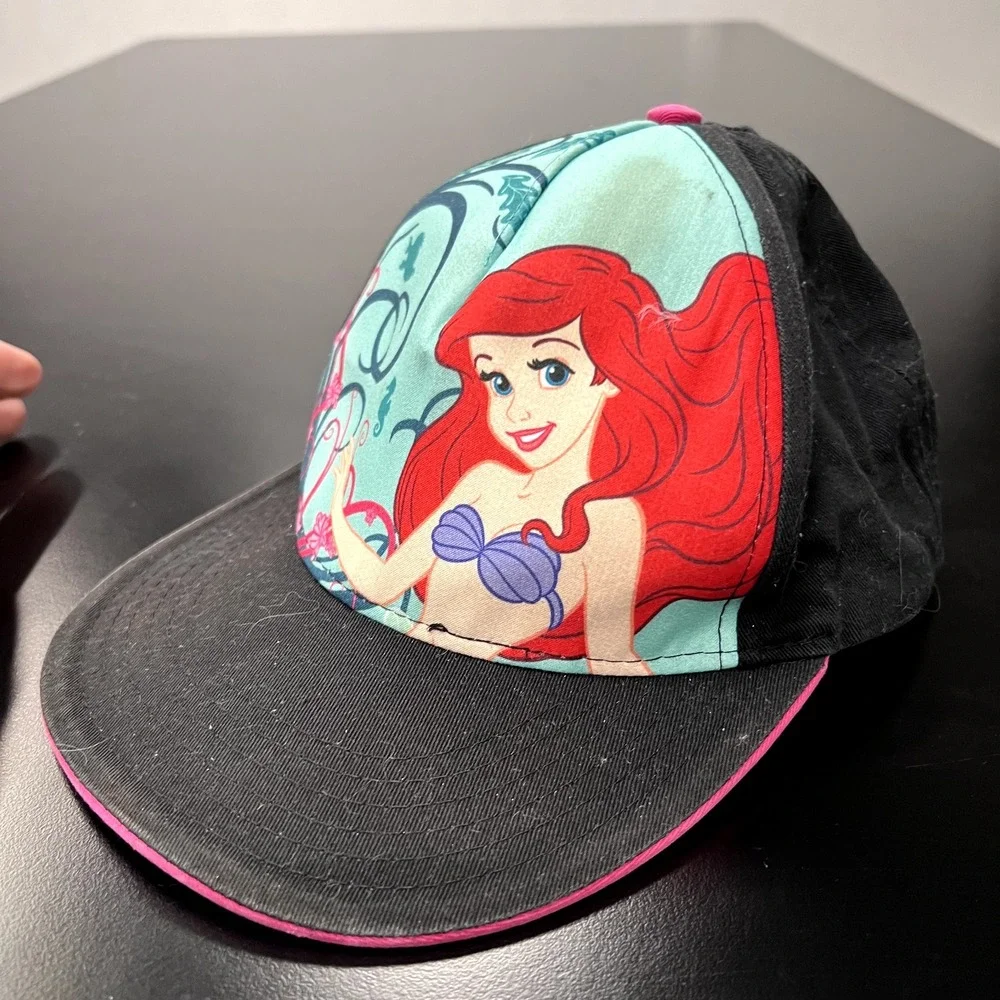 Disney Princess Ariel Hat Cap Snap Back Little Mermaid Graphic‎ Blue Pink